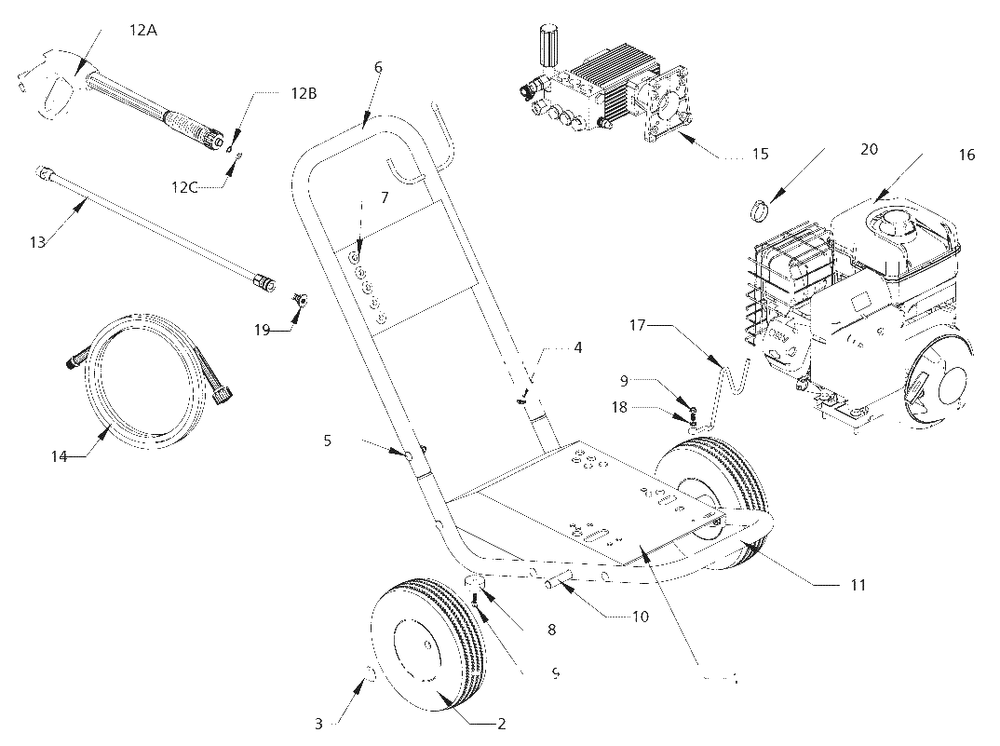 Pressure-Washer Parts Diagram and Parts List for PW3005  Campbell Hausfeld Pressure Washer